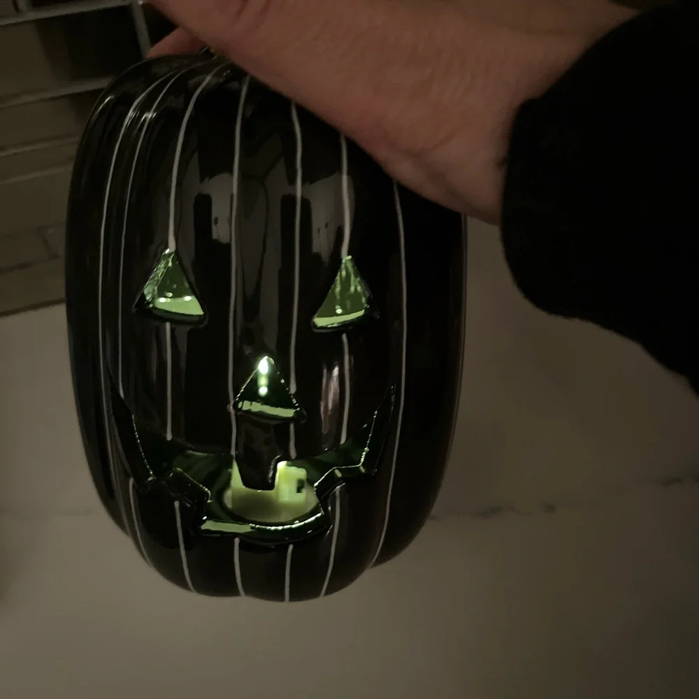 Target bullseye’s playground ceramic LED light up pumpkin. Black w/white stripes